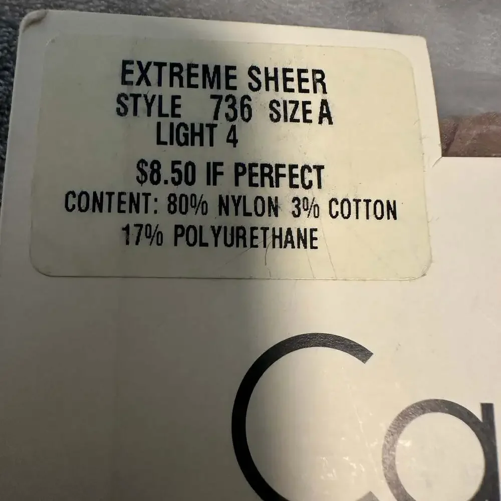 Vintage Calvin Klein‎ Extreme Sheer Control Top Pantyhose Sz A